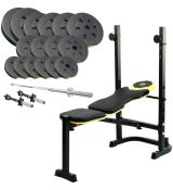 Набор Besport PowerPro 68 кг со скамьей WB-003 + штанга и гантели