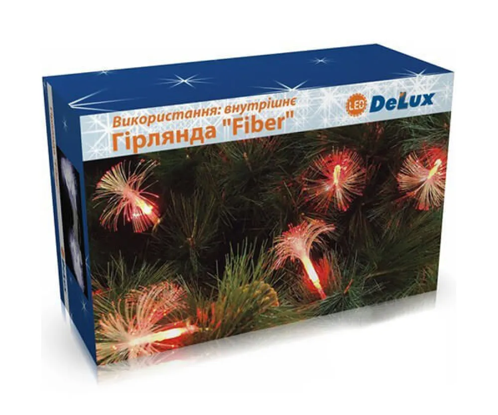 Гирлянда внутренняя Delux Fiber 30LED 7.3m зеленый/прозрачный IP20 10080855