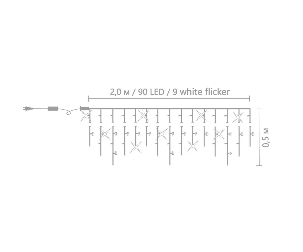 Гирлянда внешняя Lumion Icicle 90 Led 2х0.5 м черный/красный с мерцанием 20446-DЕ