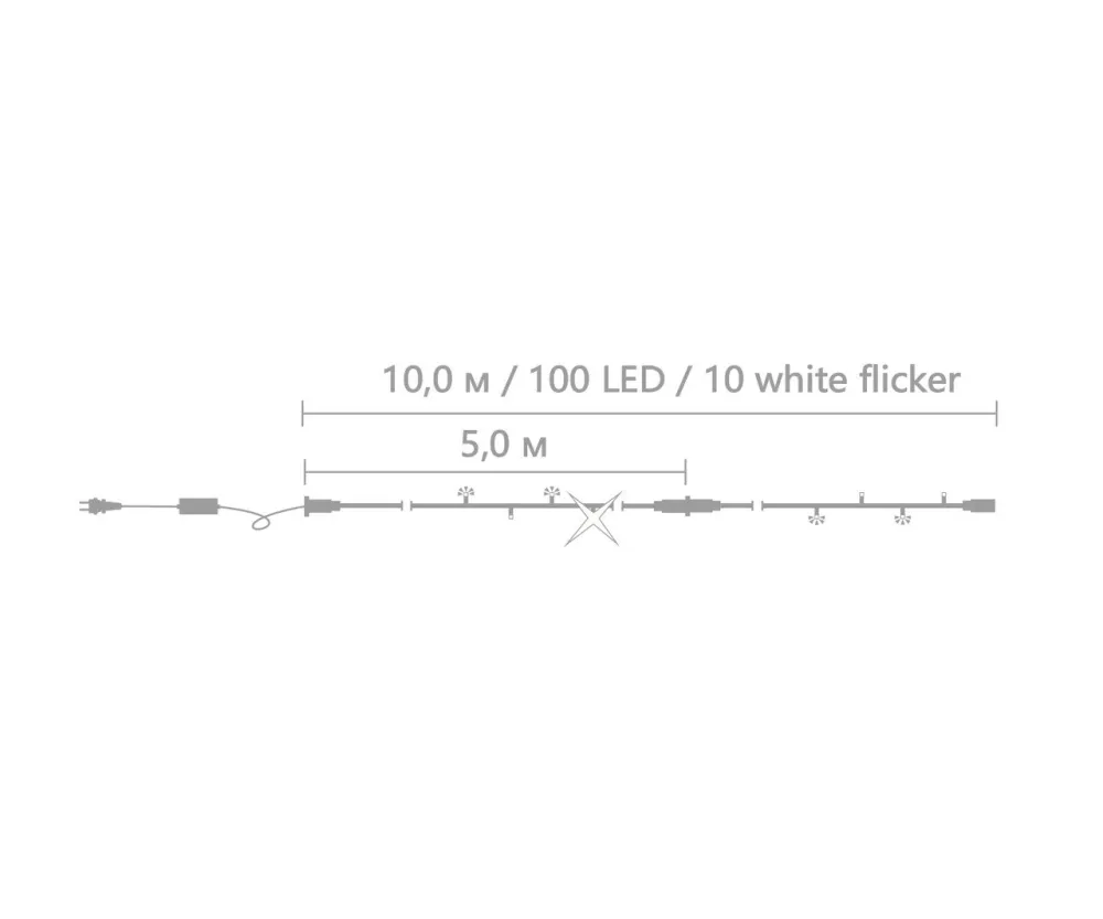 Гирлянда внешняя Lumion String Light 100 Led 10 м черный/синий с мерцанием 20503-DЕ