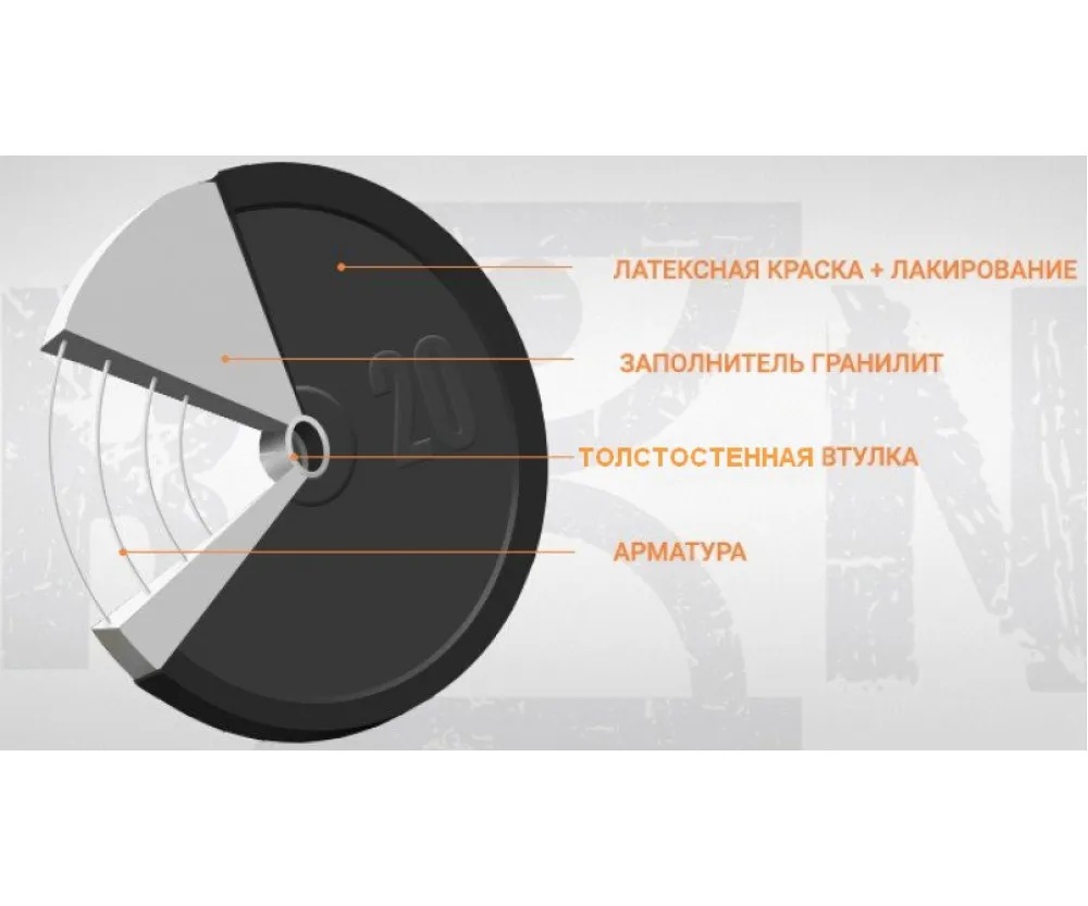 Гантель гранилитная разборная 25 кг RN-Sport