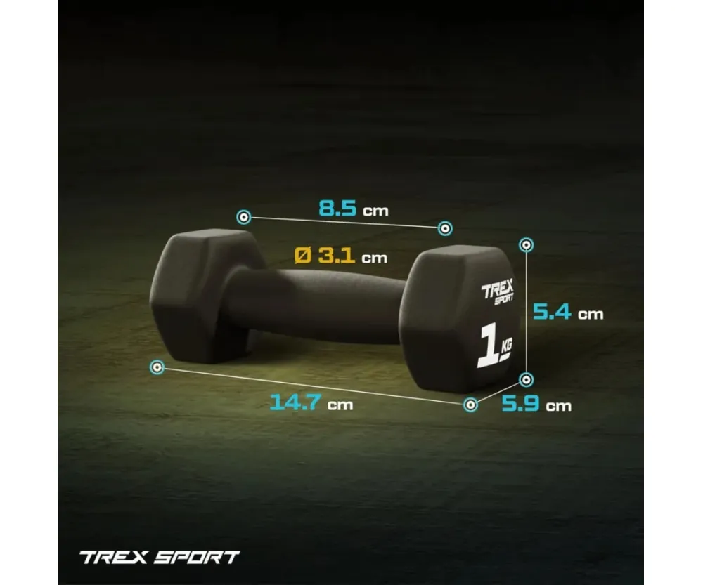Гантели для фитнеса неопреновые 2 x 1 кг Trex Sport TX-010VD