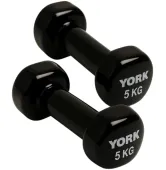 Гантели для фитнеса виниловые 2 x 5 кг York Fitness черные