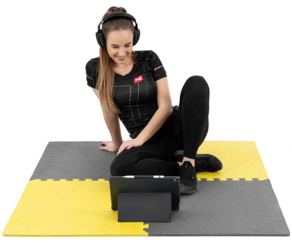 Мат-пазл Hop-Sport EVA HS-A010PM 120 х 120 x 1 см 4 части желто-серый