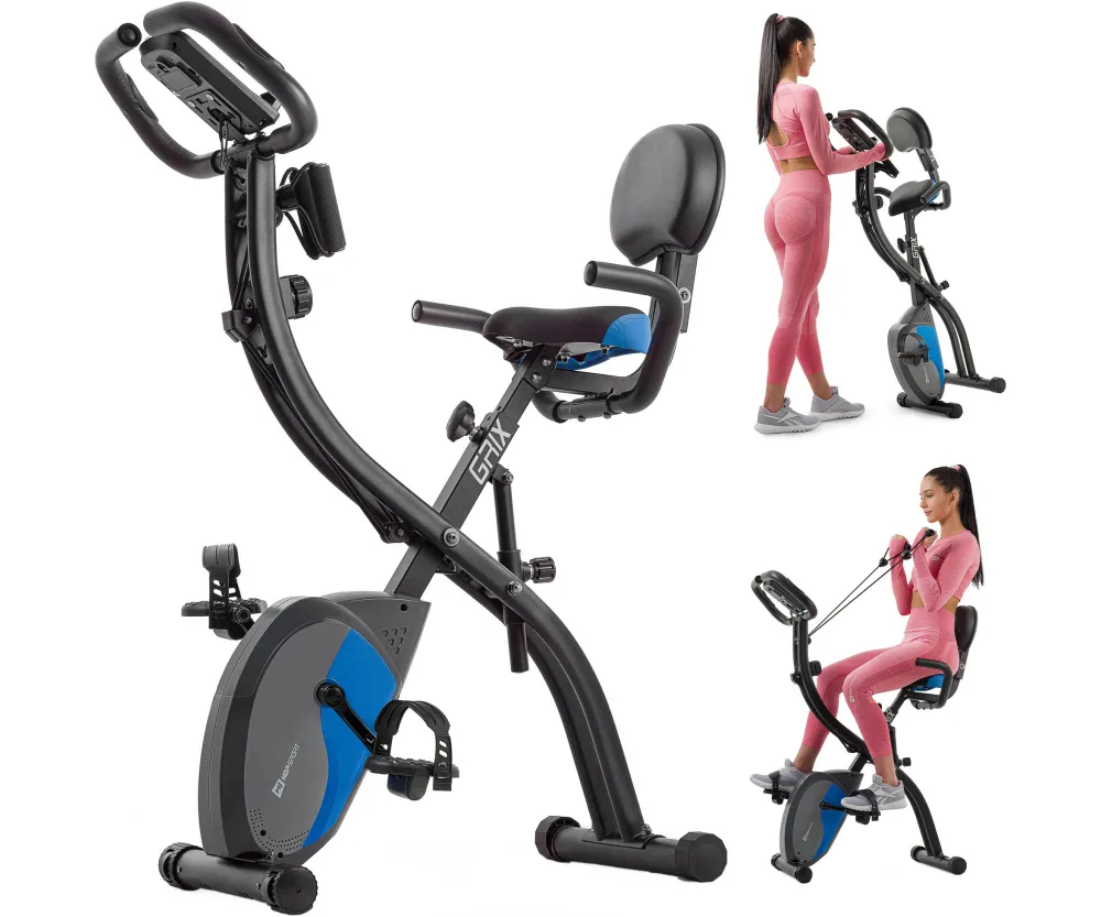 Велотренажер Hop-Sport HS-3010X Grix з еспандерами (bl-blue)