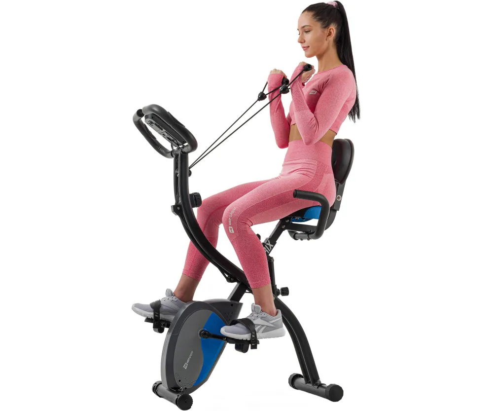 Велотренажер Hop-Sport HS-3010X Grix з еспандерами (bl-blue)