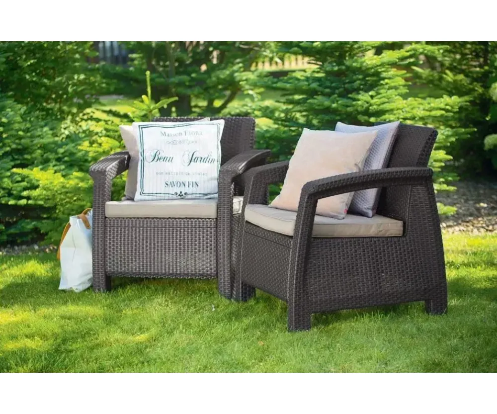 Комплект садовых кресел Keter Corfu Duo Set Коричневый