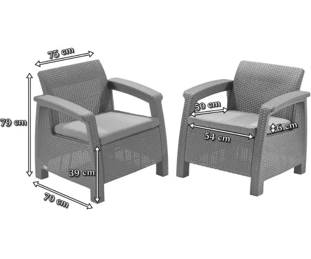 Комплект садовых кресел Keter Corfu Duo Set Коричневый