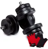 Гантели Fit-On 2 x 13,5 кг + перчатки