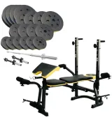 Набір Besport PowerPro 89 кг з лавою WB-004 + штанга та гантелі