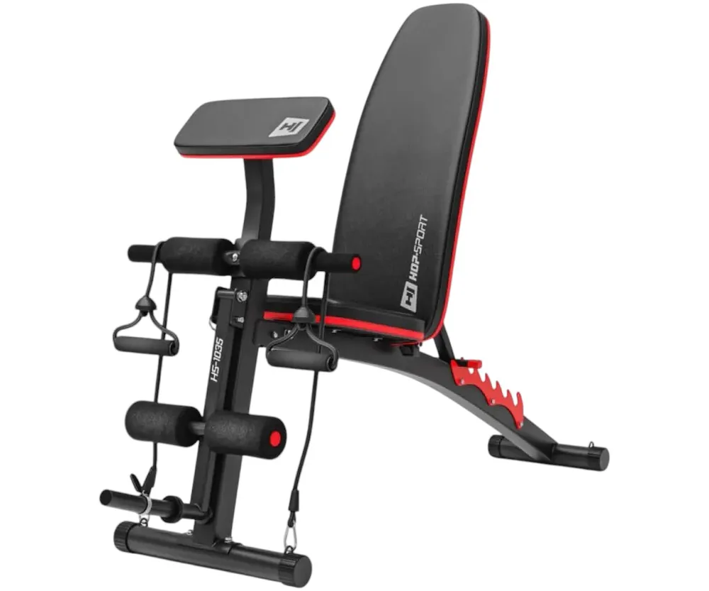 Набор Hop-Sport Premium 75 кг со скамьей HS-1035 + штанга и гантели