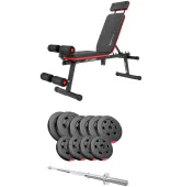Набор Hop-Sport Premium 59 кг со скамьей HS-2040 HB + штанга и гантели