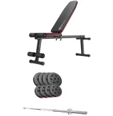 Набор Hop-Sport Premium 39 кг со скамьей HS-1010 Pro + штанга