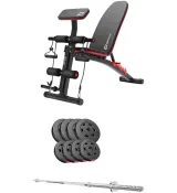 Набор Hop-Sport Premium 39 кг со скамьей HS-1035 + штанга