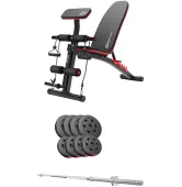 Набор Hop-Sport Premium 39 кг со скамьей HS-1035 + штанга
