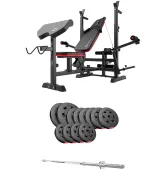 Набор Hop-Sport Premium 69 кг со скамьей HS-1075 Pro + штанга и гантели