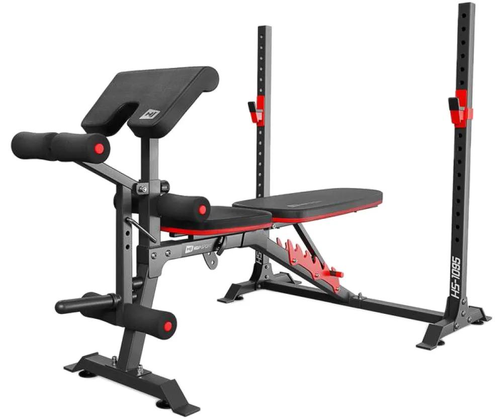 Набор Hop-Sport Premium 38 кг со скамьей HS-1095 + штанга и гантели