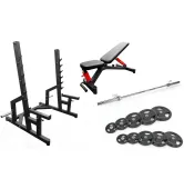 Скамья для жима Black Rock + олимпийская штанга 120 кг RN-Sport