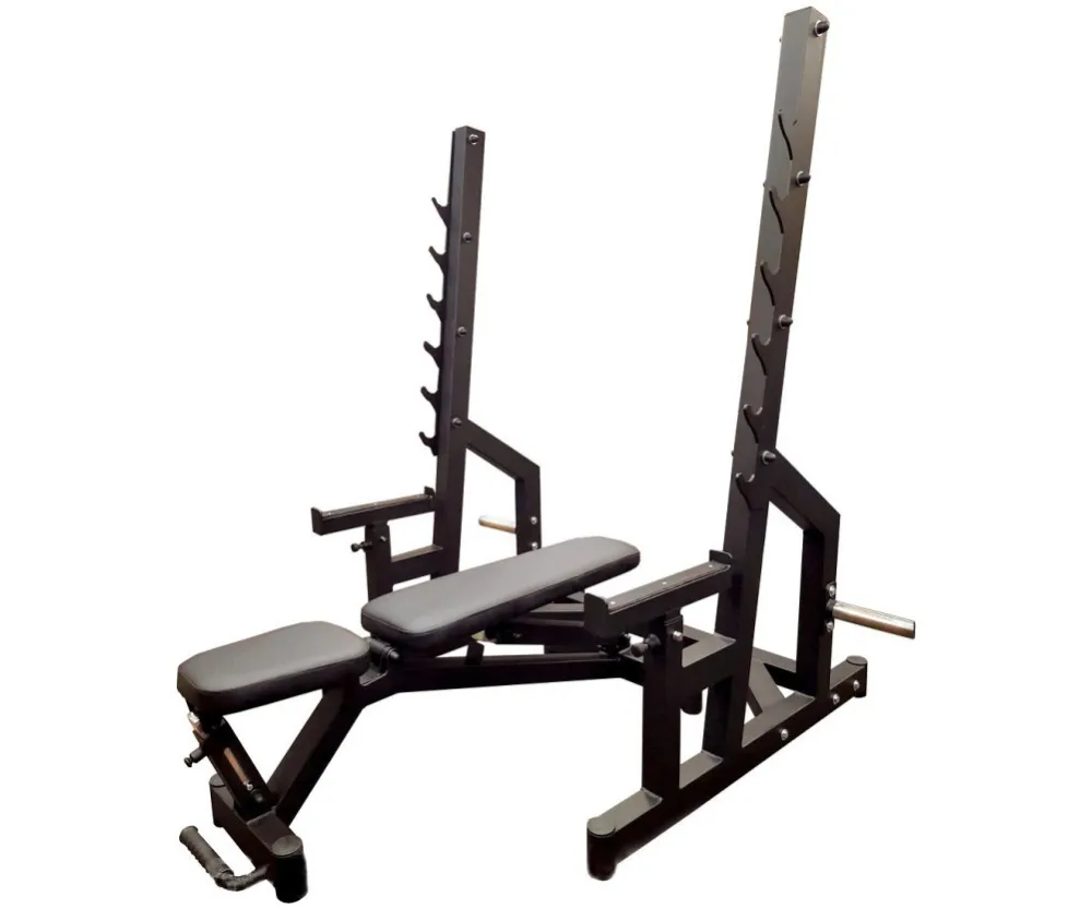Скамья Black Rock со стойками + набор дисков 120 кг RN-Sport