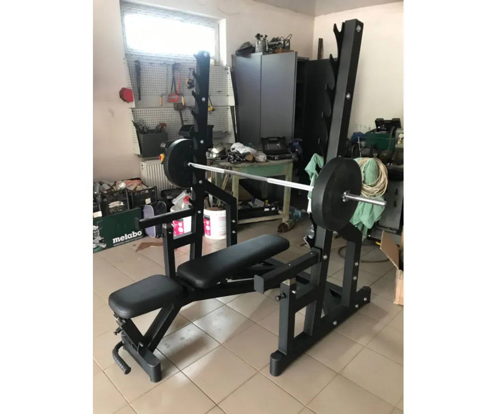 Скамья Black Rock со стойками + набор дисков 120 кг RN-Sport