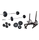 Скамья Black Rock со стойками + набор дисков 120 кг RN-Sport