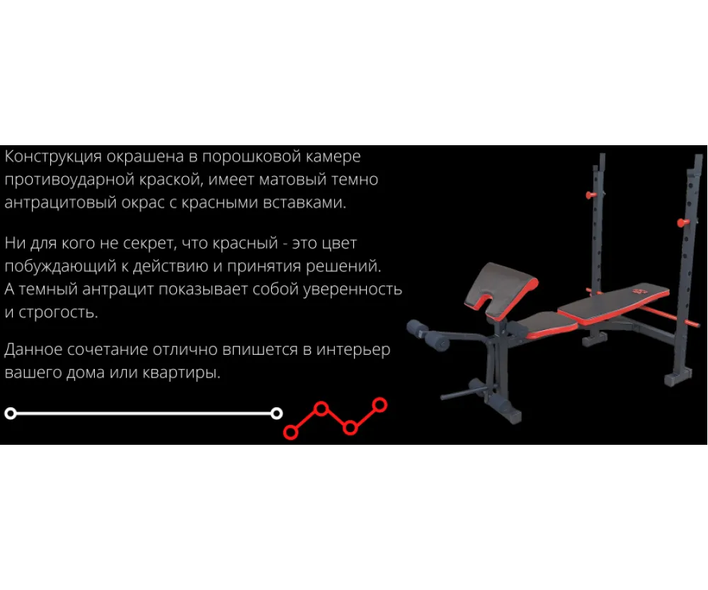 Скамья с приставкой Скотта ReadMeBlack + 4 грифа и 125 кг дисков RN-Sport