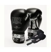 Боксерські рукавиці Leone GN208 ICONIC Black  (бинти 4 м. в комплекті)
