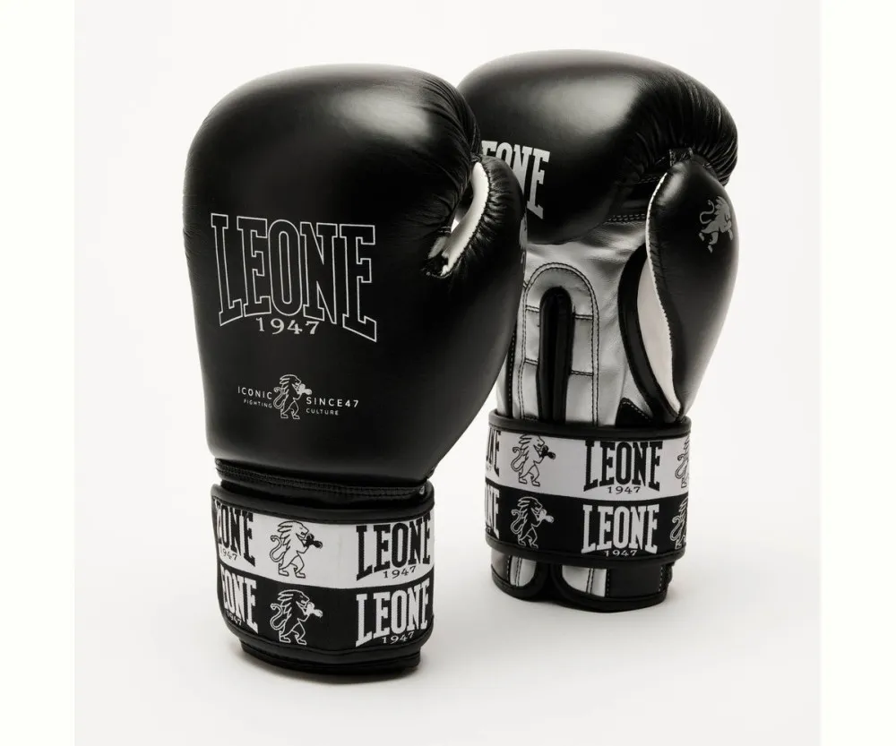 Боксерські рукавиці Leone GN208 ICONIC Black  (бинти 4 м. в комплекті)