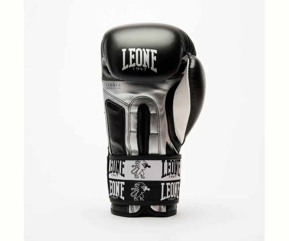 Боксерські рукавиці Leone GN208 ICONIC Black  (бинти 4 м. в комплекті)