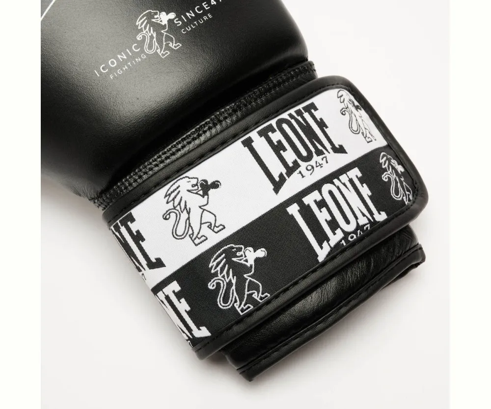 Боксерські рукавиці Leone GN208 ICONIC Black  (бинти 4 м. в комплекті)