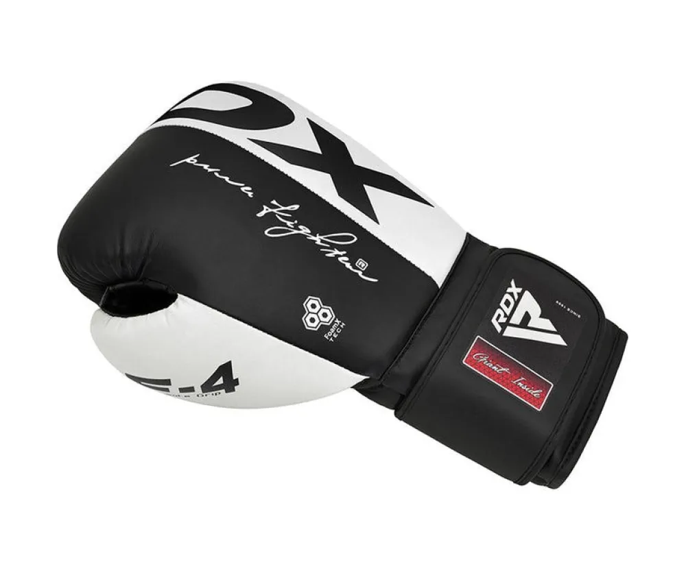 Боксерские перчатки RDX F4 Boxing Sparring Gloves Hook&Loop WHITE/BLACK (капа в комплекте)