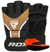 Рукавиці для ММА RDX AURA PLUS T-17 Black Golden S (капа у комплекті)