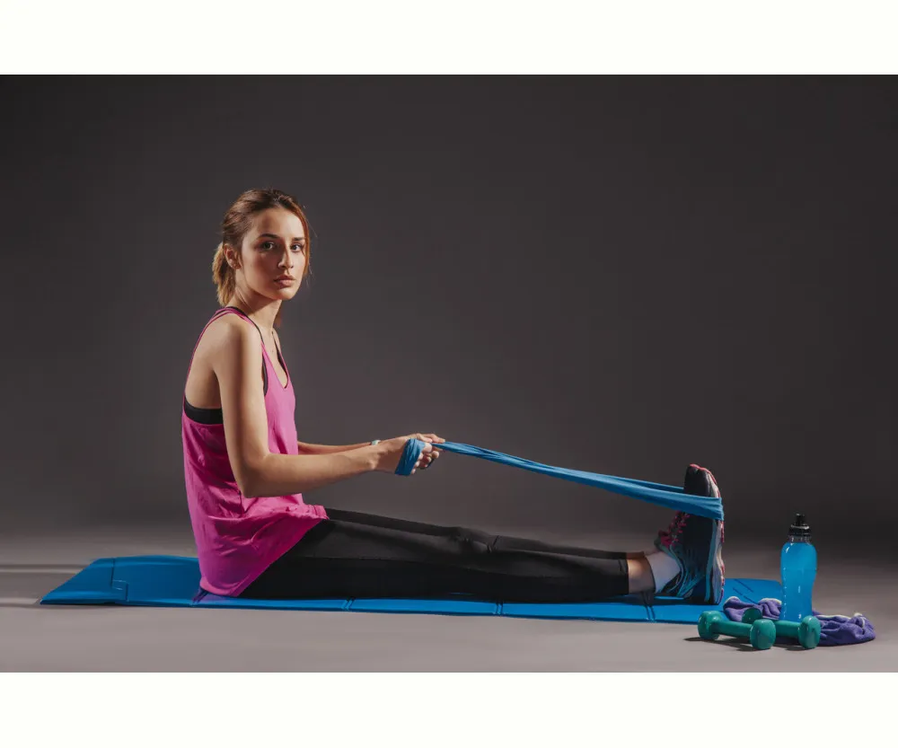 Лента-эспандер для спорта и реабилитации Power System PS-4121 Flat Stretch Band Level 1 Blue (5-15кг.)
