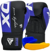 Боксерские перчатки RDX F4 Boxing Sparring Gloves Hook&Loop BLUE/BLACK (капа в комплекте)