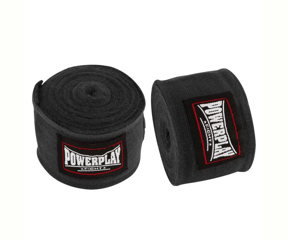 Бинти для боксу PowerPlay 3047 Чорні Lycra (спандекс) (3м)