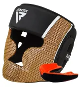 Боксерський шолом RDX AURA PLUS T-17 Black Golden XL (капа у комплекті)