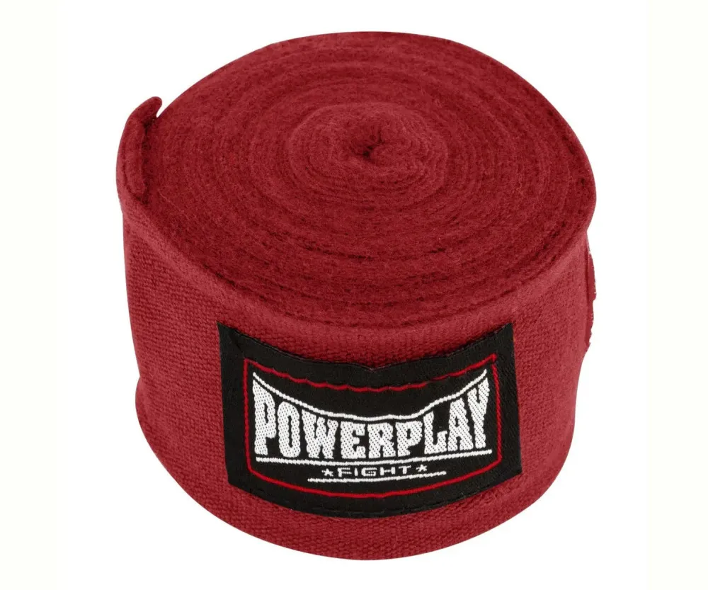Бинти для боксу PowerPlay 3047 Червоні Lycra (спандекс) (4,5м)