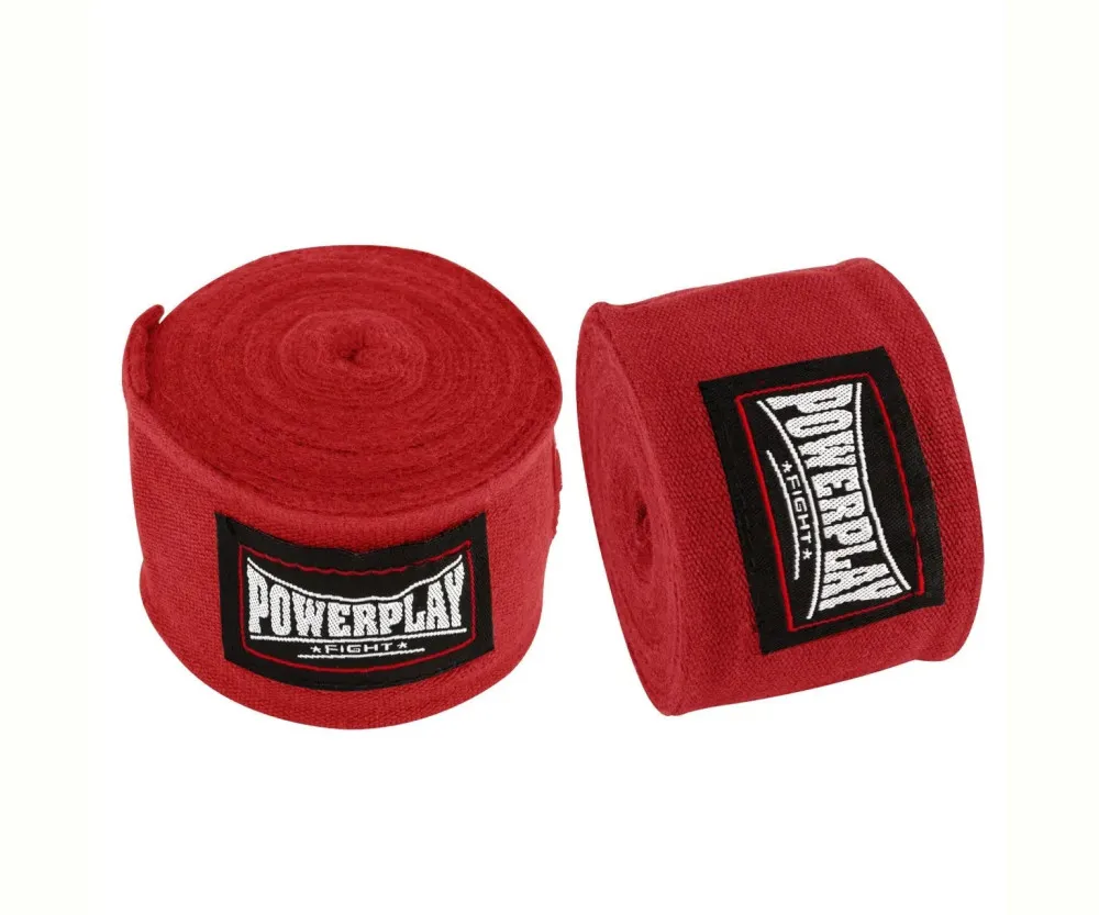 Бинти для боксу PowerPlay 3047 Червоні Lycra (спандекс) (4,5м)