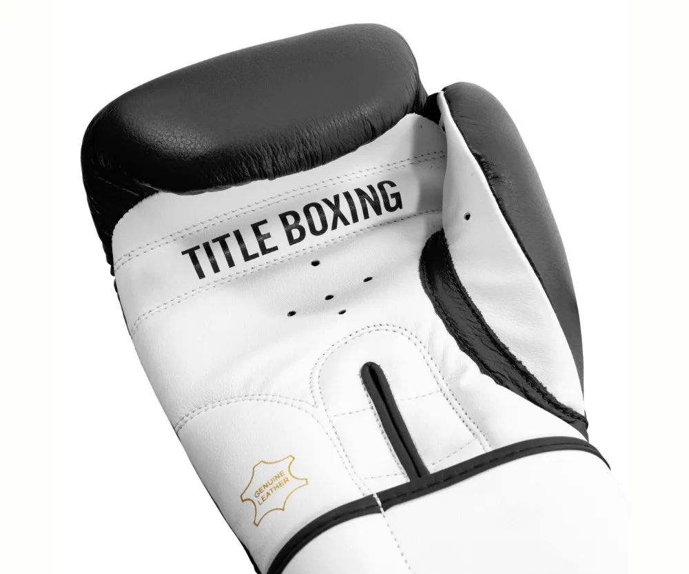 Боксерські рукавиці TITLE Premier Leather Black/White XL 16 oz