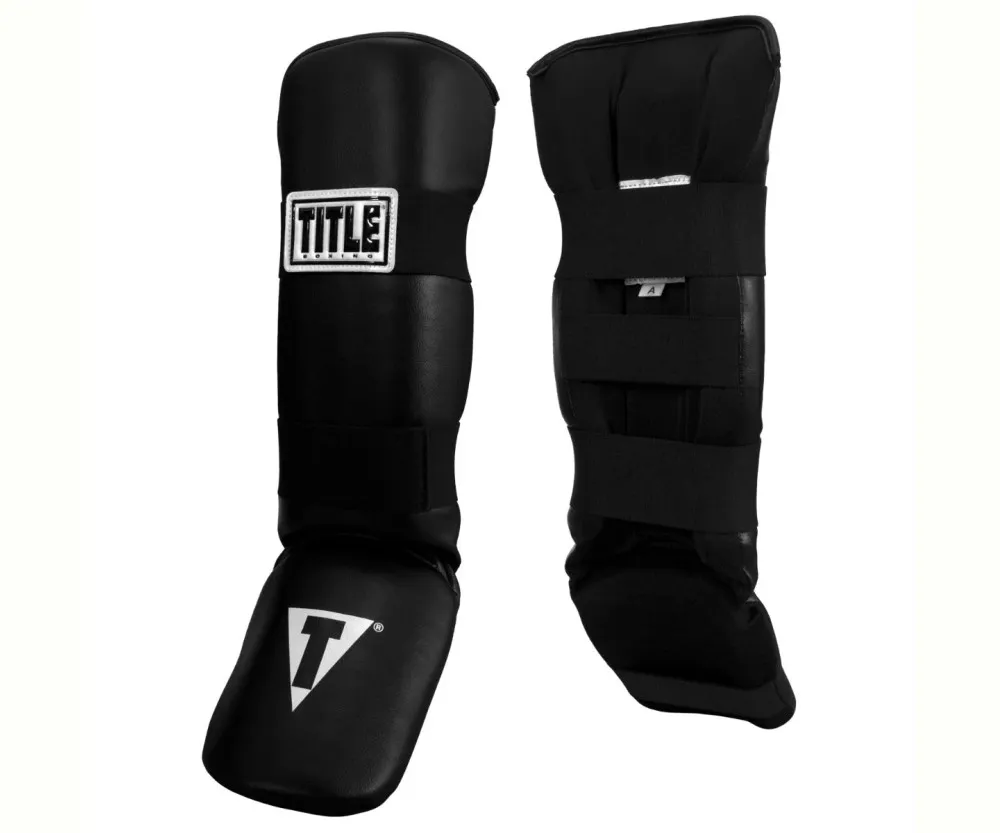 Захист гомілки та стопи TITLE Boxing Vinyl Shin-Instep Guards 2.0 Black дорослі