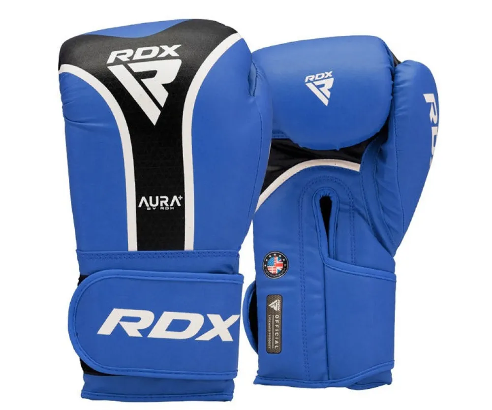 Боксерские перчатки RDX AURA PLUS T-17 Blue/Black (капа в комплекте)