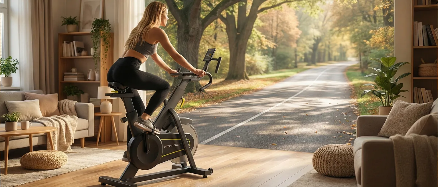 Спинбайк FitLogic SP2301P в домашнем интерьере